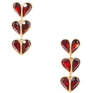 $98 Kate Spade Rock Solid Stone Heart Earrings in red and gold